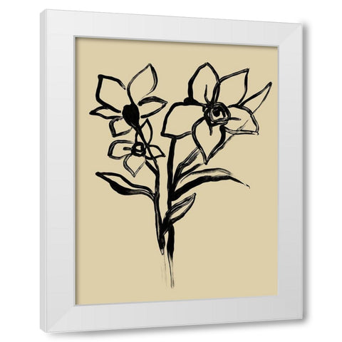 Inkwash Floral I White Modern Wood Framed Art Print by Vess, June Erica