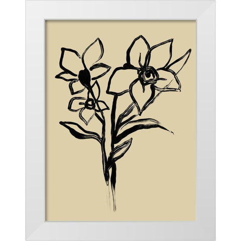 Inkwash Floral I White Modern Wood Framed Art Print by Vess, June Erica
