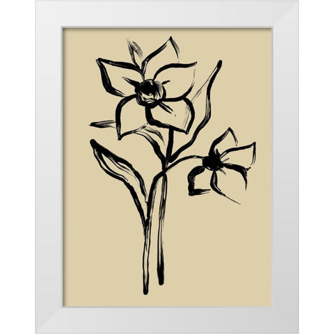 Inkwash Floral II White Modern Wood Framed Art Print by Vess, June Erica