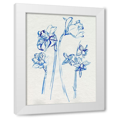 Inky Daffodils I White Modern Wood Framed Art Print by Parker, Jennifer Paxton