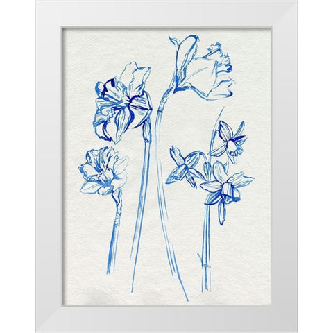 Inky Daffodils I White Modern Wood Framed Art Print by Parker, Jennifer Paxton