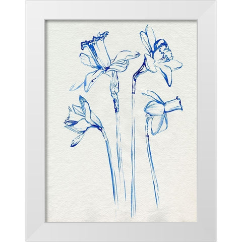 Inky Daffodils II White Modern Wood Framed Art Print by Parker, Jennifer Paxton