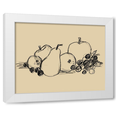 Graphite Fruit II White Modern Wood Framed Art Print by Vess, June Erica