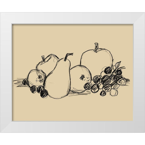 Graphite Fruit II White Modern Wood Framed Art Print by Vess, June Erica