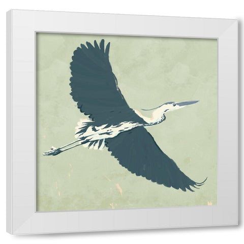 Heron Flying I White Modern Wood Framed Art Print by Green, Jacob