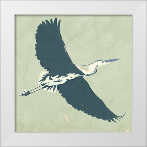 Heron Flying I White Modern Wood Framed Art Print by Green, Jacob