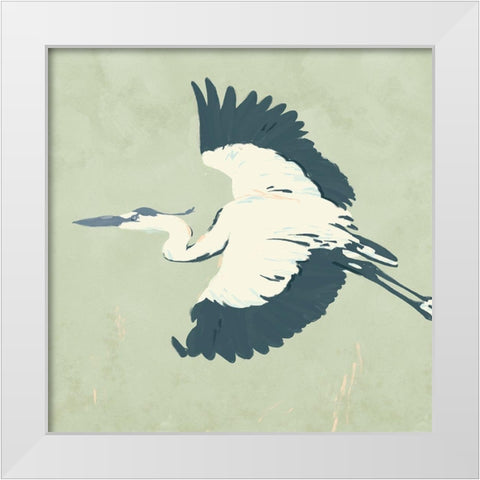 Heron Flying II White Modern Wood Framed Art Print by Green, Jacob