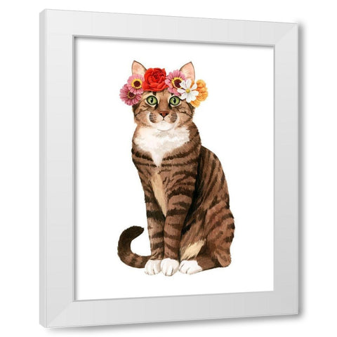 Flower Crown Cats II White Modern Wood Framed Art Print by Popp, Grace