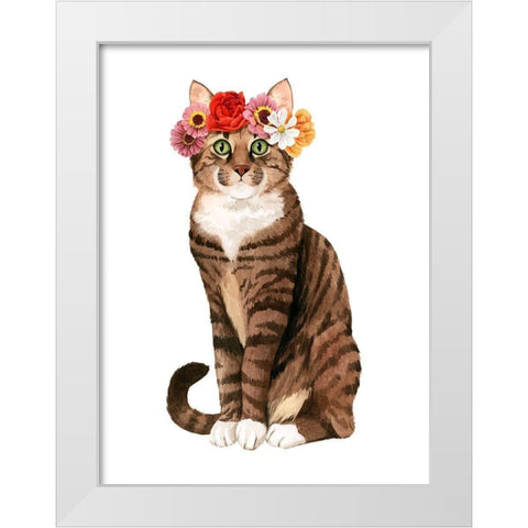 Flower Crown Cats II White Modern Wood Framed Art Print by Popp, Grace