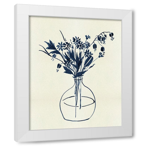 Indigo Floral Vase I White Modern Wood Framed Art Print by Wang, Melissa