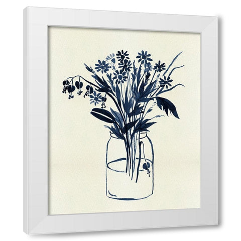 Indigo Floral Vase II White Modern Wood Framed Art Print by Wang, Melissa