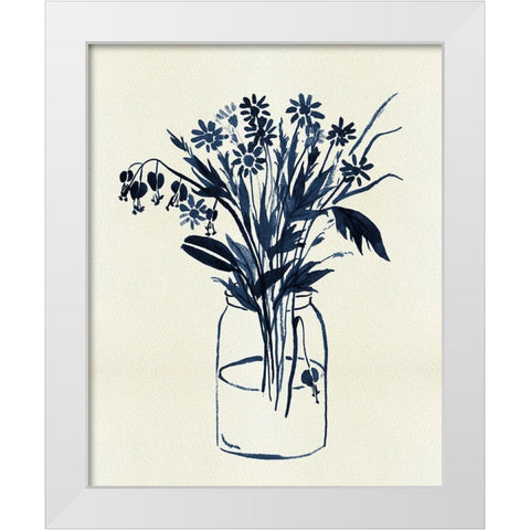 Indigo Floral Vase II White Modern Wood Framed Art Print by Wang, Melissa