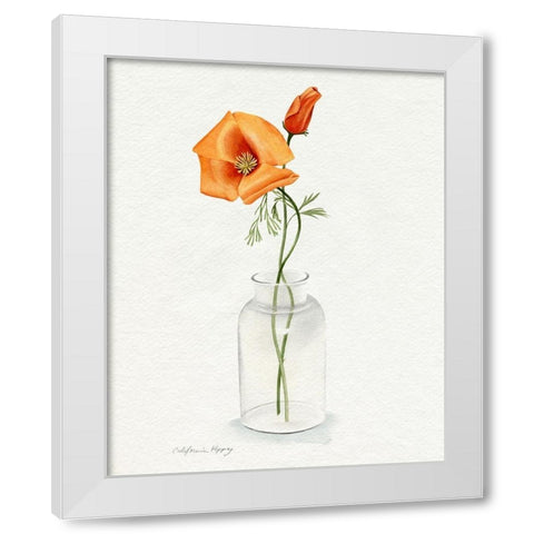 California Poppy Vase I White Modern Wood Framed Art Print by Popp, Grace