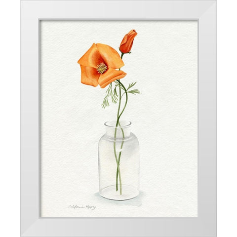 California Poppy Vase I White Modern Wood Framed Art Print by Popp, Grace