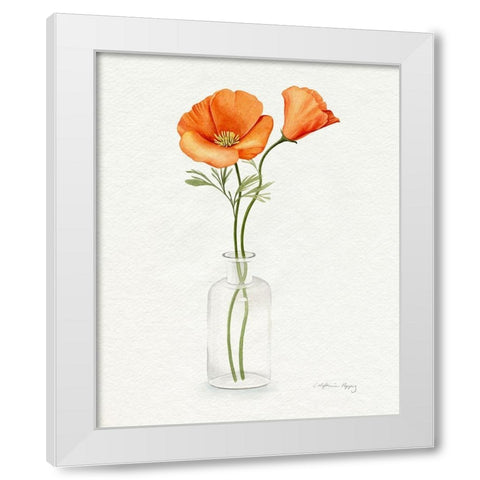 California Poppy Vase II White Modern Wood Framed Art Print by Popp, Grace