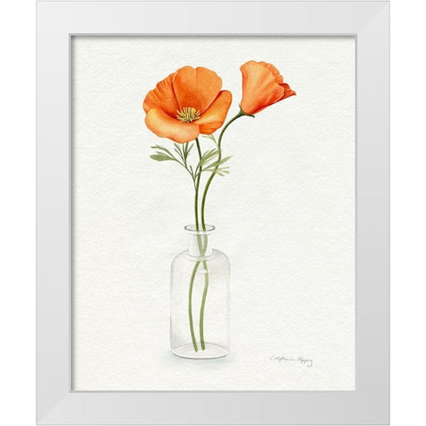 California Poppy Vase II White Modern Wood Framed Art Print by Popp, Grace