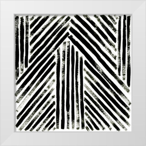 Concentric Ink II White Modern Wood Framed Art Print by Vess, June Erica