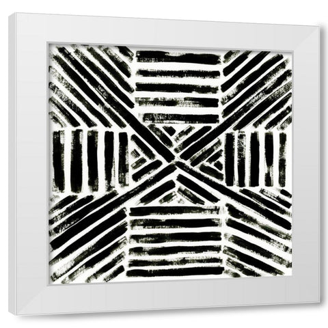Concentric Ink III White Modern Wood Framed Art Print by Vess, June Erica