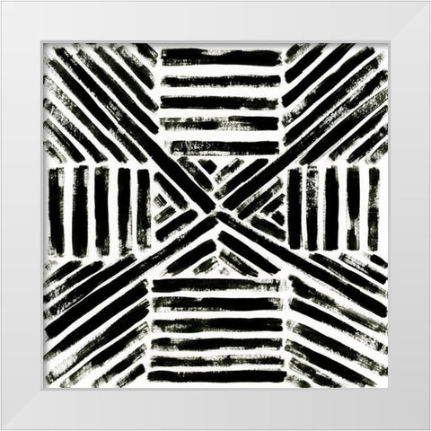 Concentric Ink III White Modern Wood Framed Art Print by Vess, June Erica