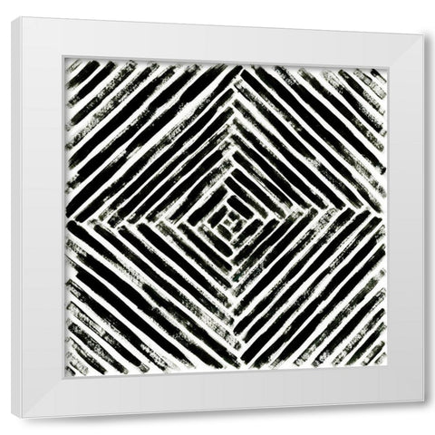 Concentric Ink IV White Modern Wood Framed Art Print by Vess, June Erica