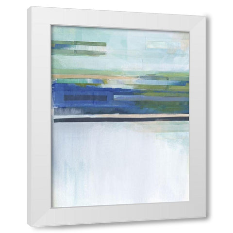 Blue Lapis Waterfall I White Modern Wood Framed Art Print by Evans, Brittany