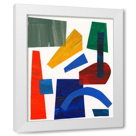 Colorful Shapes I White Modern Wood Framed Art Print by Moore, Regina