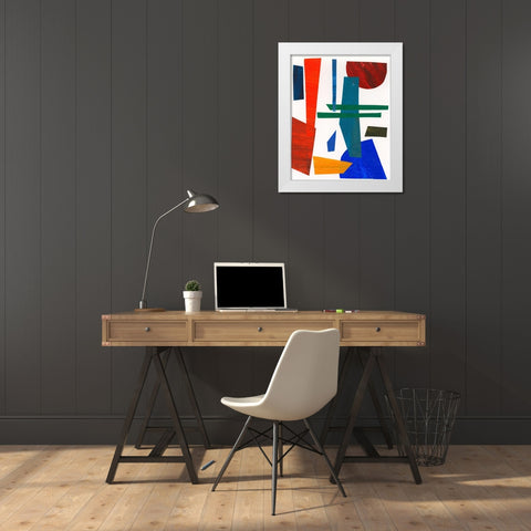 Colorful Shapes IV White Modern Wood Framed Art Print by Moore, Regina