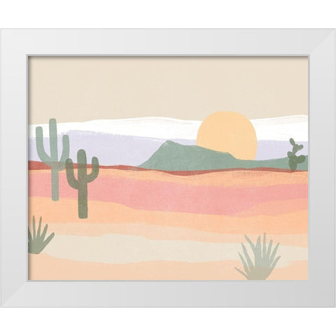 Cactus Plateau I White Modern Wood Framed Art Print by Vess, June Erica