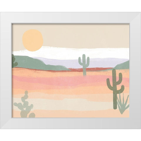 Cactus Plateau II White Modern Wood Framed Art Print by Vess, June Erica