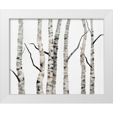 Birch Trees II White Modern Wood Framed Art Print by Finch, Sheila