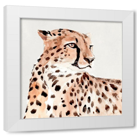 Saharan Cheetah I White Modern Wood Framed Art Print by Warren, Annie