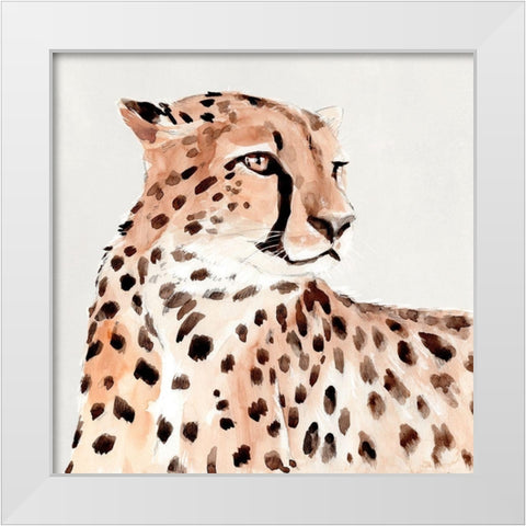 Saharan Cheetah I White Modern Wood Framed Art Print by Warren, Annie