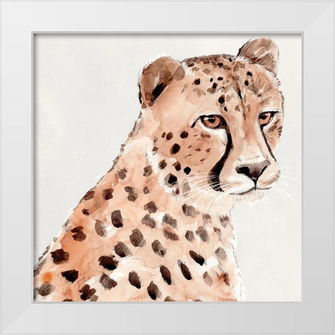Saharan Cheetah II White Modern Wood Framed Art Print by Warren, Annie