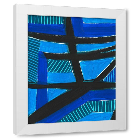 Involved Blues I White Modern Wood Framed Art Print by Moore, Regina