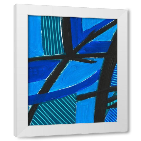 Involved Blues II White Modern Wood Framed Art Print by Moore, Regina