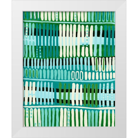 Teal Pattern I White Modern Wood Framed Art Print by Moore, Regina
