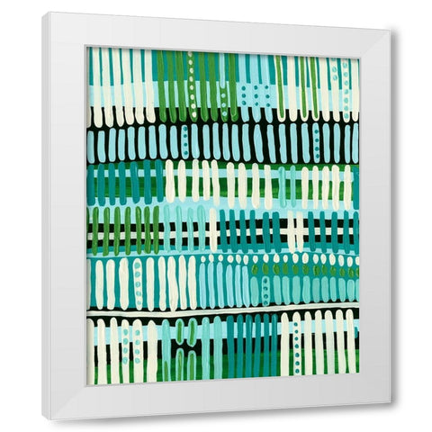 Teal Pattern II White Modern Wood Framed Art Print by Moore, Regina