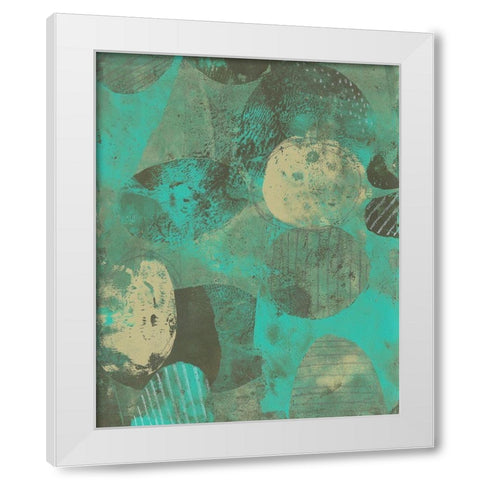 Minty Green Orbs I White Modern Wood Framed Art Print by Moore, Regina