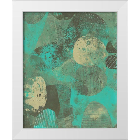Minty Green Orbs I White Modern Wood Framed Art Print by Moore, Regina