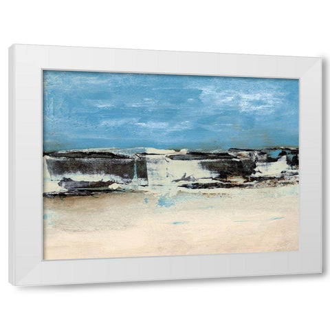 Bridges Cyan I White Modern Wood Framed Art Print by Gordon, Sharon