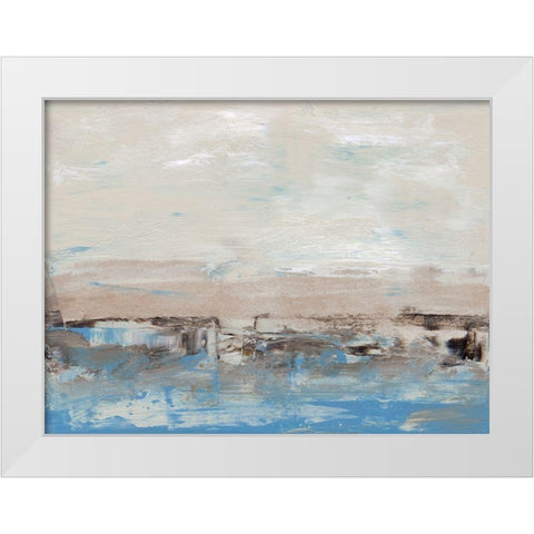 Bridges Cyan IV White Modern Wood Framed Art Print by Gordon, Sharon