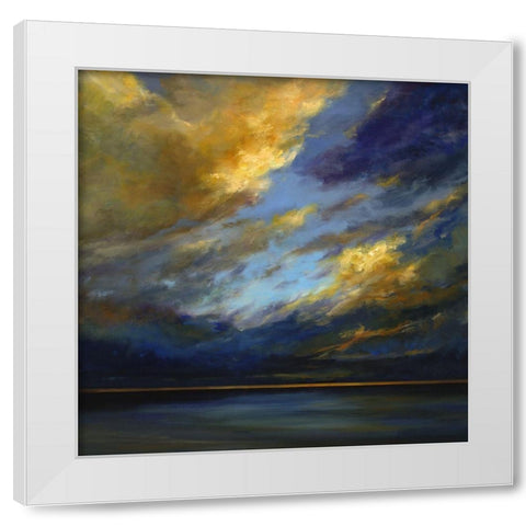 Golden Winds White Modern Wood Framed Art Print by Finch, Sheila