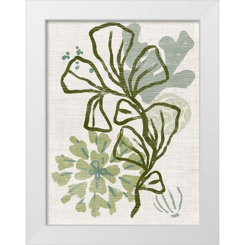 Coral Blockprint III White Modern Wood Framed Art Print by Vess, June Erica