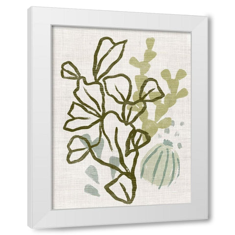 Coral Blockprint IV White Modern Wood Framed Art Print by Vess, June Erica