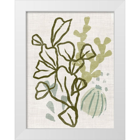 Coral Blockprint IV White Modern Wood Framed Art Print by Vess, June Erica