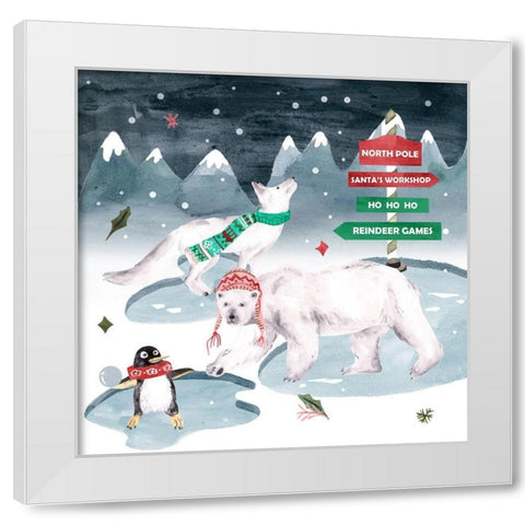 North Pole Friends I White Modern Wood Framed Art Print by Wang, Melissa