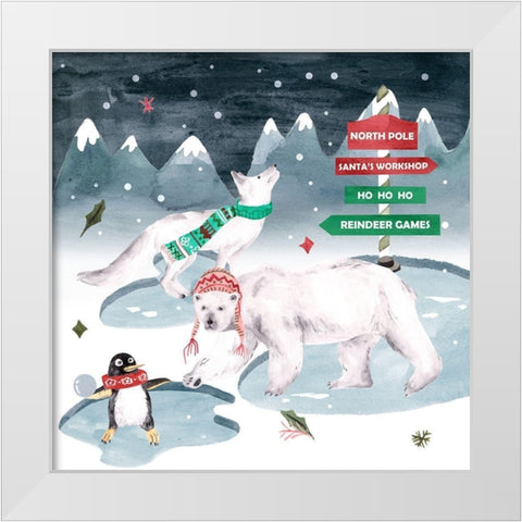 North Pole Friends I White Modern Wood Framed Art Print by Wang, Melissa