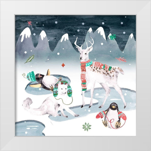 North Pole Friends II White Modern Wood Framed Art Print by Wang, Melissa