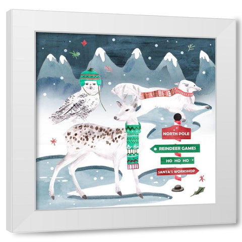 North Pole Friends III White Modern Wood Framed Art Print by Wang, Melissa