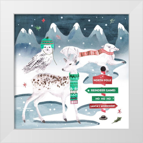 North Pole Friends III White Modern Wood Framed Art Print by Wang, Melissa